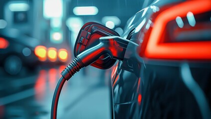 Fuel Pump Nozzle Refueling Car at Gas Station