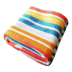 Colorful Striped Beach Towel Folded with Vibrant Orange, Yellow, and Blue Stripes for Summer Relaxation