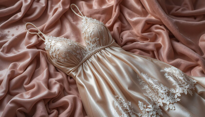 Sensual Satin Nightgown with Delicate Lace – Soft Lighting & Romantic Aesthetic
