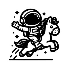 astronaut riding a pony logo design