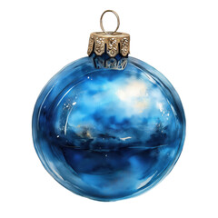 A blue ornament with a silver top