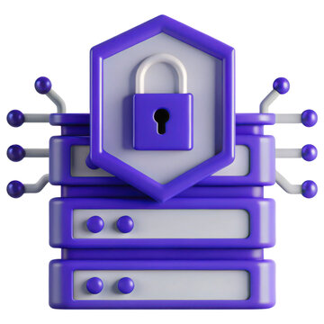 Technology resources and organization database concept. 3D illustration of a secure server with a padlock design.
