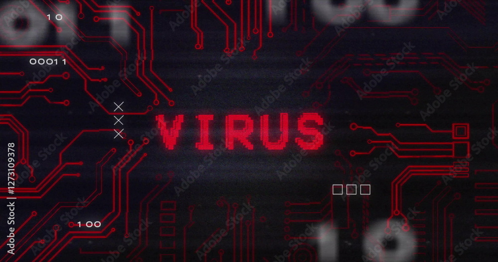 Poster image of data processing over virus text