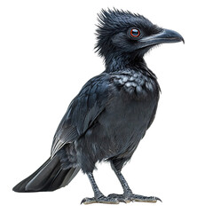 Fototapeta premium Angled view full body shot of extremely perfect looking single Umbrellabird animal isolated on a white transparent background