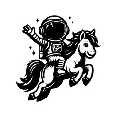 astronaut riding a pony logo design