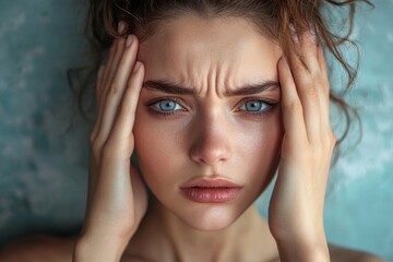 Fototapeta premium Tired Exhausted Eye Pain And Ache, 