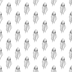 Seamless pattern with jellyfish doodle for decorative print, wrapping paper, greeting cards, wallpaper and fabric
