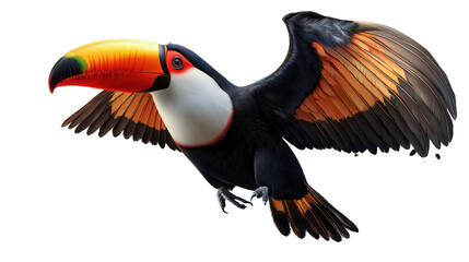 Obraz premium A colorful bird with a long beak flies through the air