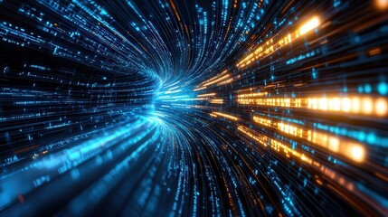 Obraz premium A smooth, flowing digital wave representing the energy of data movement and artificial intelligence