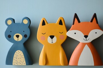 Obraz premium Adorable Wooden Animal Figurines