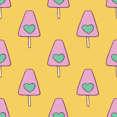 Seamless pattern with ice cream doodle for decorative print, wrapping paper, greeting cards, wallpaper and fabric