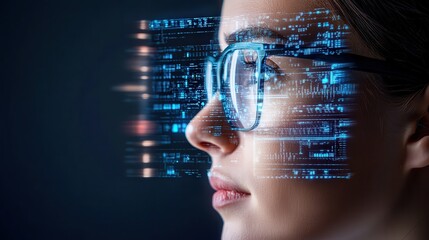 A worker in a smart factory, using an AI-powered monitoring system