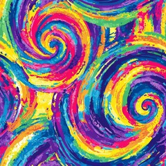 Seamless Vibrant Abstract Swirls: Colorful Expression of Energetic Emotion Through Bold Artistic Design