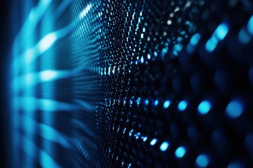 Obraz premium Abstract Blue Grid Digital Pattern Glowing Light Texture Background