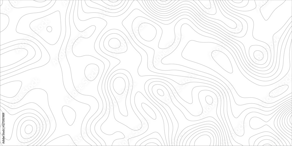 Aufkleber Ocean topographic line map with curvy wave isolines vector illustration. Abstract topographic contours map background, Vector contour topographic map. Cartography texture abstract banner use.	