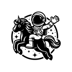 astronaut riding a pony logo design