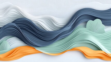 Obraz premium Abstract pastel waves flow gently creating calming serene ambiance. AI Generated