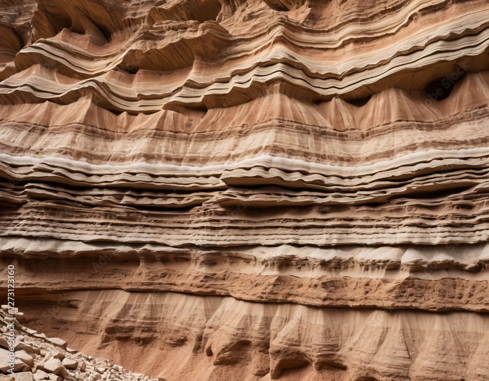 Aufkleber sedimentary rock layers. a natural wonder. earth's geology displayed. horizontal strata in varied br