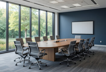 Modern meeting room interior. 3D render. AI generated