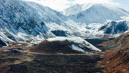 The dramatic and otherworldly landscapes of extinct volcanoes in Oka District, showcasing rugged terrain and natural beauty
