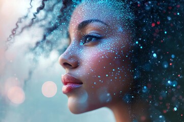 AR Beauty Filter Technology. Woman Hair, 