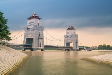 A bridge with classical Chinese design in Yangzhou, China, on September 30, 2023