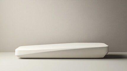 Sleek White Minimalist Geometry Shape on a Podium Surface