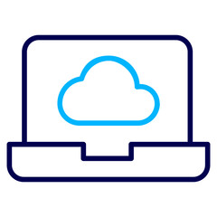 Laptop Cloud Outline Color icon