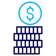 Dollar Coin Outline Color icon