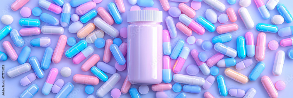 Poster clean, high-key image of a pharmacist scanning a barcode on medication with a handheld device,