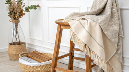 Cozy Home Decor with Textile, Natural Materials, and Warm Atmosphere in Interior Space