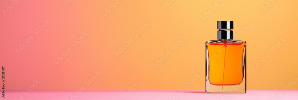 Poster minimal color palette image showcasing a classic perfume atomizer with a vintage bulb spray, set
