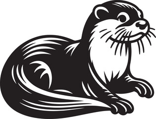Silhouette vector EPS of an otter in a playful pose. Ideal for wildlife logos, nature-themed designs, conservation projects, animal icons, and educational materials.