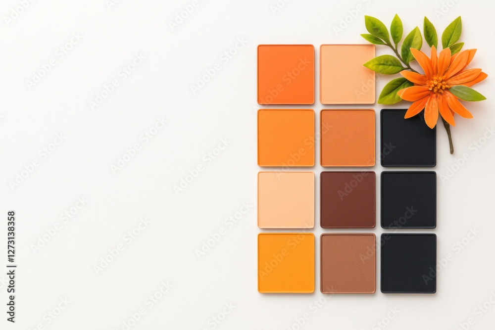 Poster minimalistic shot of a stylist holding a color palette, advising a client on wardrobe choices