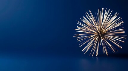 Elegant Geometric Sphere with Golden Spikes on a Luxurious Deep Blue Surface Stylish Abstract Image