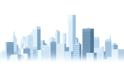 Cityscape skyline, urban development, buildings, morning mist, background, website banner