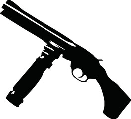 Vector illustration black and white with a shotgun isolated on white background