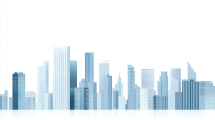Obraz premium Cityscape skyline, urban development, modern architecture, buildings, white background, website banner