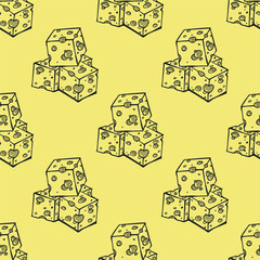 Seamless pattern with cheese doodle for decorative print, wrapping paper, greeting cards, wallpaper and fabric