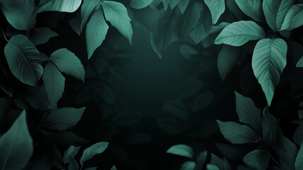 Fototapeta premium Dark Teal Leafy Frame