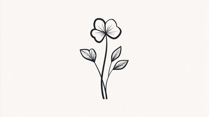 Simple clover flower line art, white background, nature design, website graphic