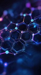 Obraz premium Vibrant Abstract Technology Background Featuring Neon Hexagonal Network Structure