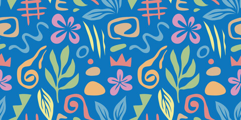 Set of trendy doodles and abstract nature icons on isolated white background. Big summer collection, unusual organic shapes in freehand matisse art style. Including