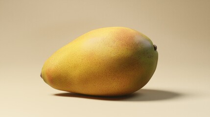 A Single Ripe Yellow Pear on a Beige Background