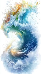 Fototapeta premium Vibrant ocean wave with multicolored splash for modern art decor prints. National Tsunami Awareness Week