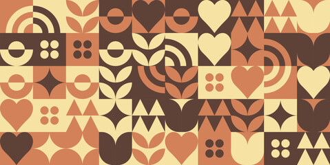 Seamless Geometric Mosaic Pattern with Abstract Shapes – Minimalist Vector Background Illustration

