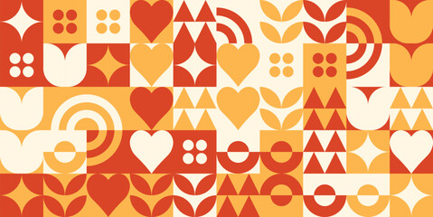 Seamless Geometric Mosaic Pattern with Abstract Shapes &ndash; Minimalist Vector Background Illustration

