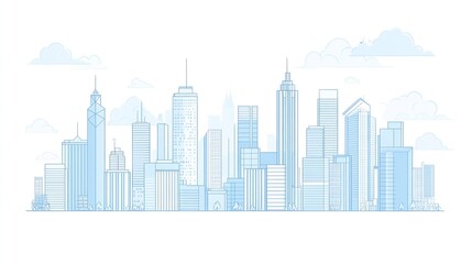 Skyline, city, buildings, urban, landscape, illustration, background, design
