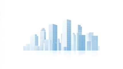 Obraz premium Cityscape, modern buildings, urban skyline, reflection, presentation background
