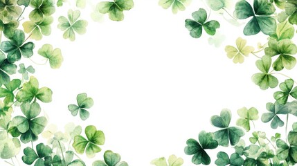 Watercolor clover isolated on white background, Lucky clover leaves with four leaf,Clover flowers background,Patricks day watercolor clipart,Spring flower pattern,St. Patrick s day seamless pattern.